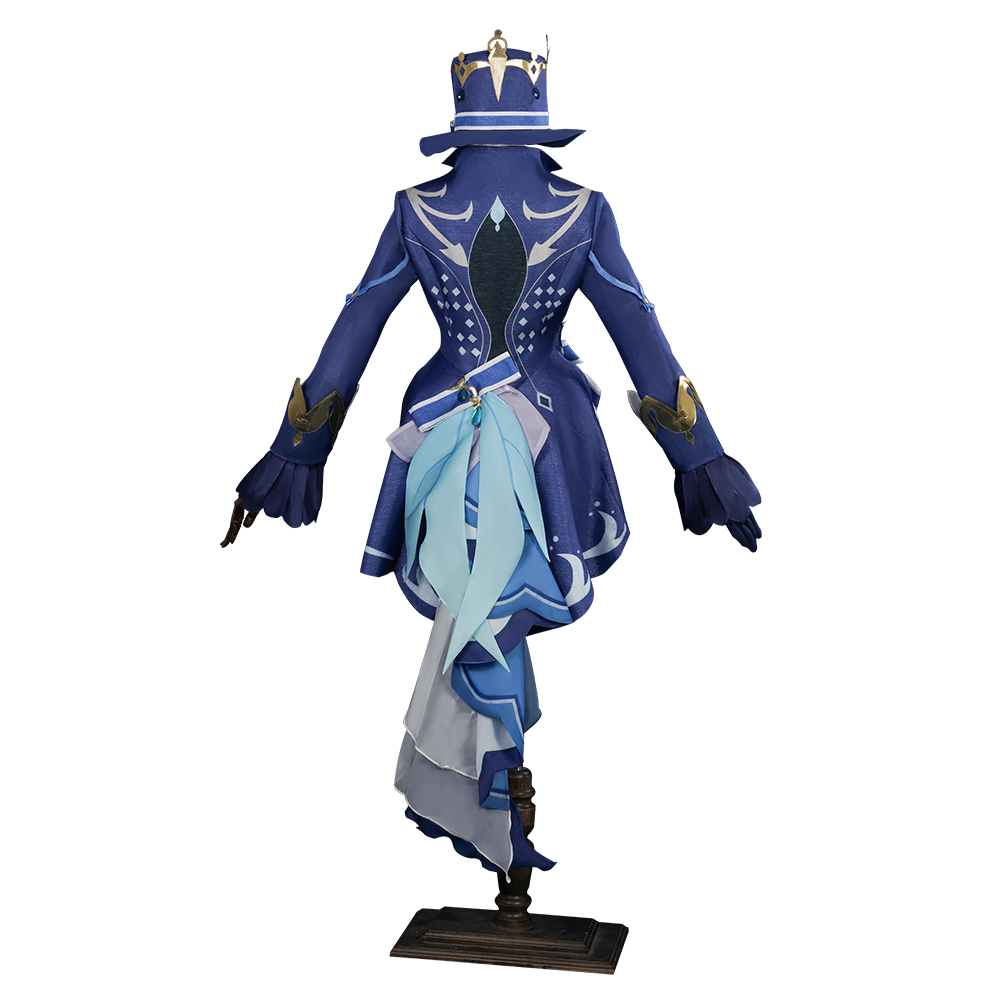 Genshin Impact Fontaine Character Focalors Cosplay Costume Full Set With Hat Patterned Fabrics Focalors Uniform Suit Cosplay