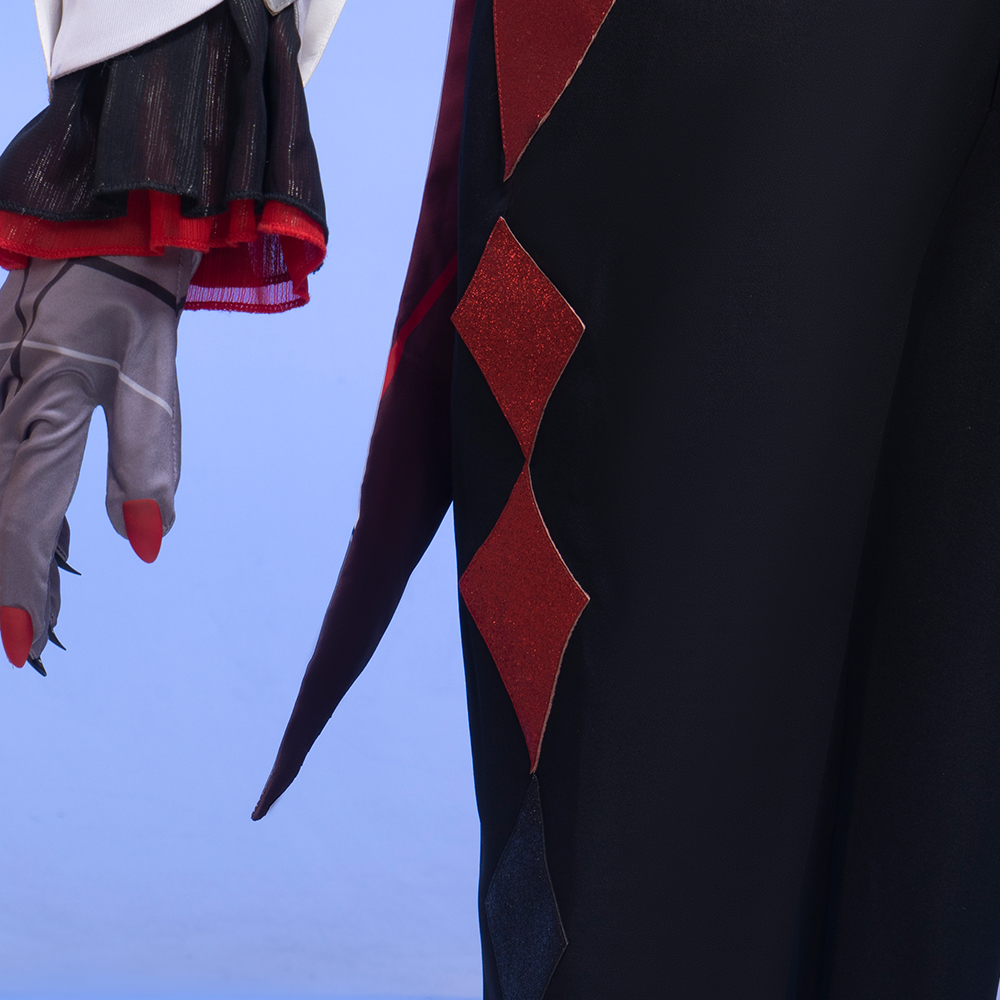 Genshin Impact The Knav Arlecchino Cosplay Costume Cape  Wig Gloves Earrings  Shirt  Eleven Fatui Harbingers  Fur Collar