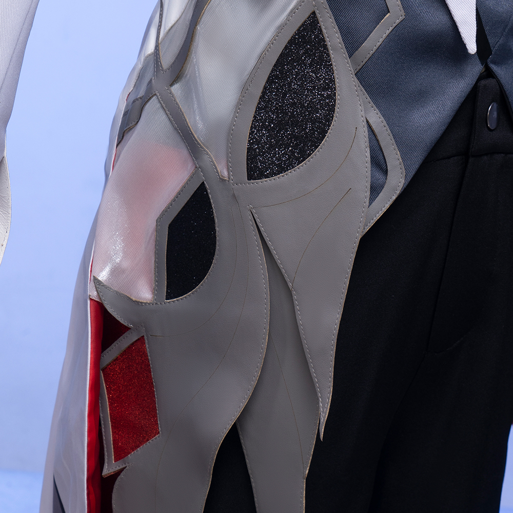 Genshin Impact The Knav Arlecchino Cosplay Costume Cape  Wig Gloves Earrings  Shirt  Eleven Fatui Harbingers  Fur Collar