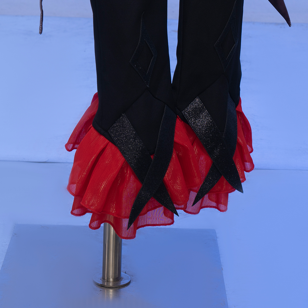 Genshin Impact The Knav Arlecchino Cosplay Costume Cape  Wig Gloves Earrings  Shirt  Eleven Fatui Harbingers  Fur Collar