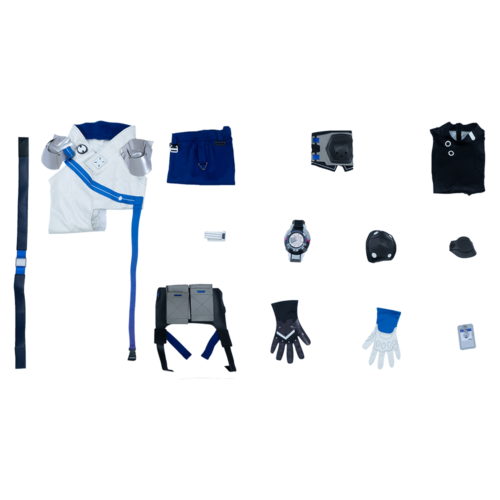 Game Honkai: Star Rail Alan Cosplay Costume Full Set Stretch Pu Leather Blue Outfit R20230138