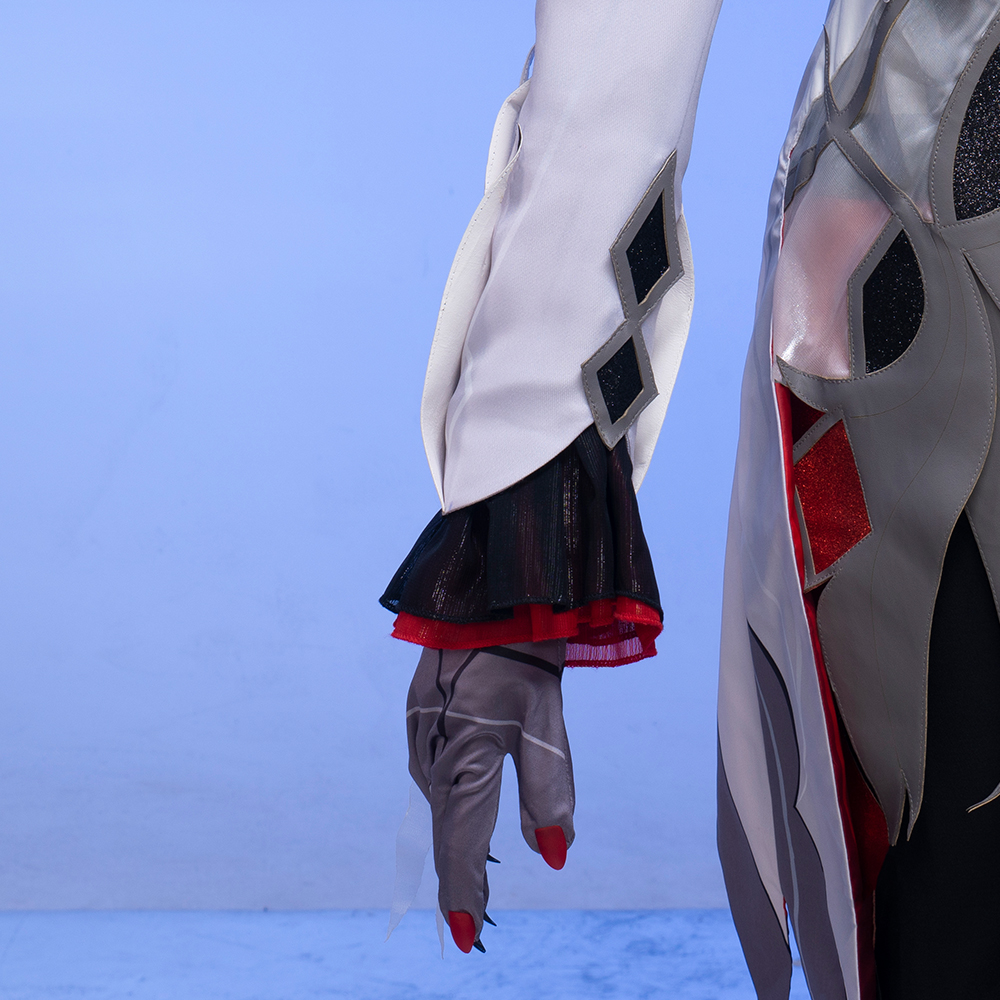 Genshin Impact The Knav Arlecchino Cosplay Costume Cape  Wig Gloves Earrings  Shirt  Eleven Fatui Harbingers  Fur Collar