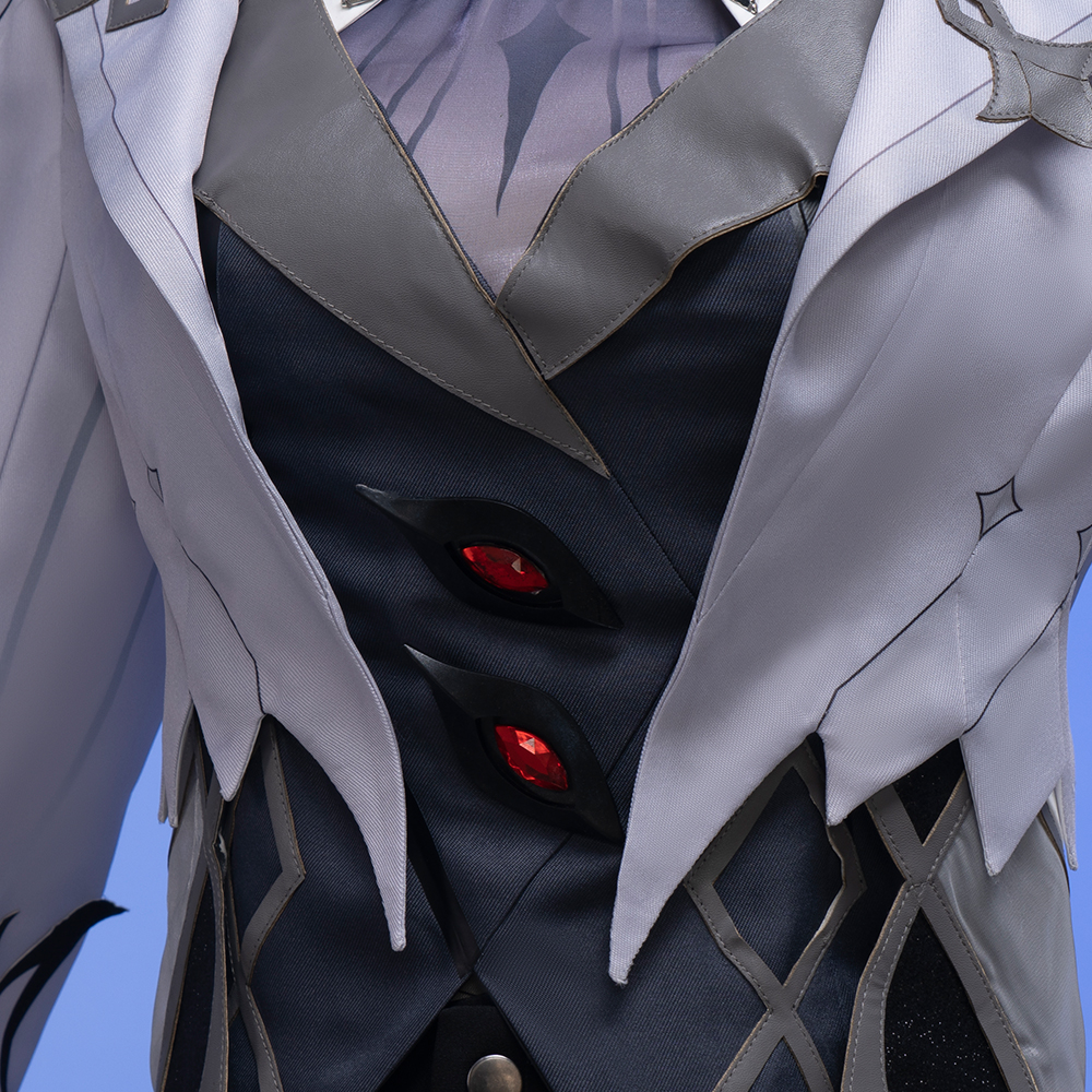 Genshin Impact The Knav Arlecchino Cosplay Costume Cape  Wig Gloves Earrings  Shirt  Eleven Fatui Harbingers  Fur Collar