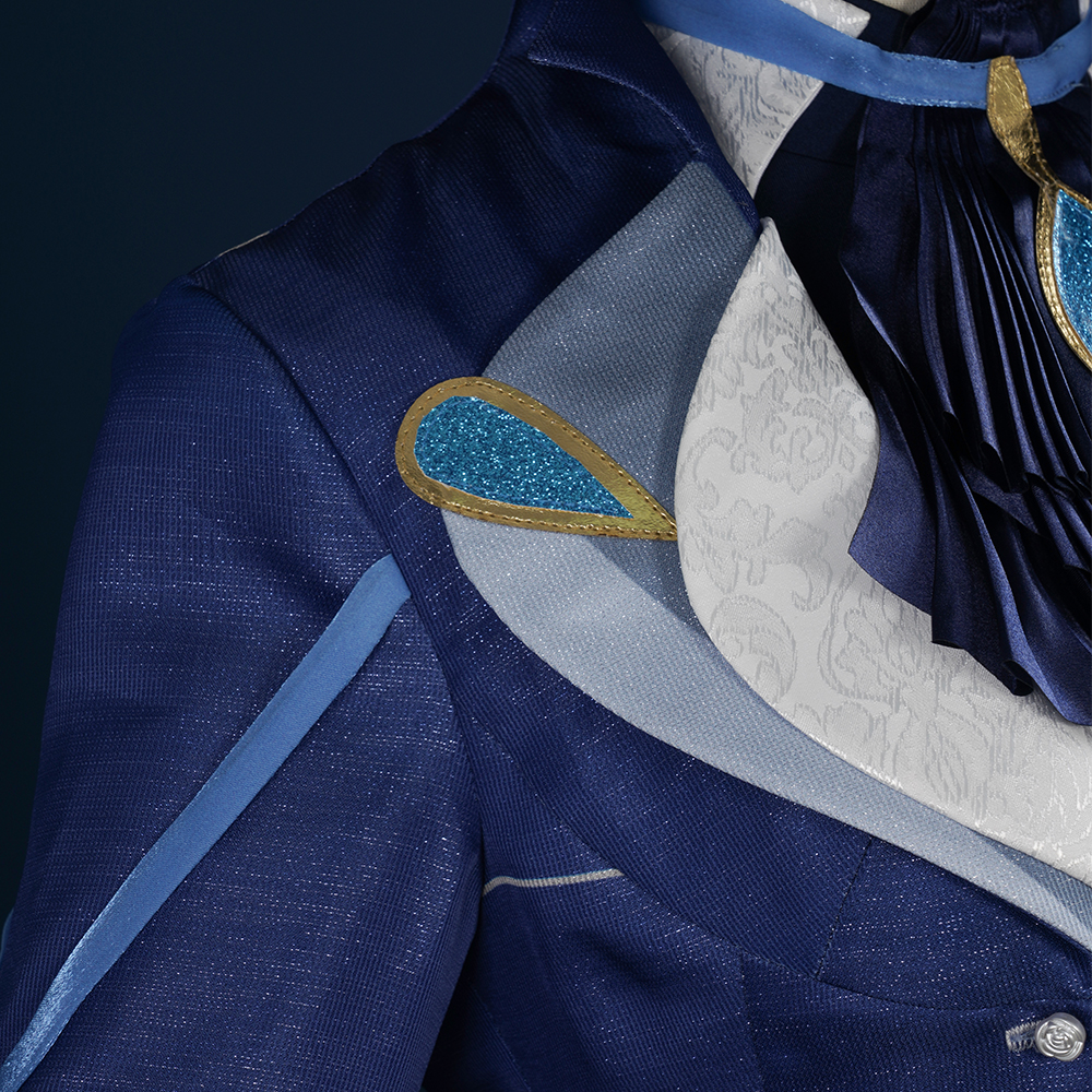 Genshin Impact Fontaine Character Focalors Cosplay Costume Full Set With Hat Patterned Fabrics Focalors Uniform Suit Cosplay