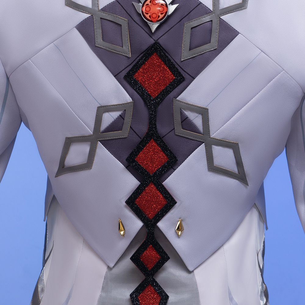 Genshin Impact The Knav Arlecchino Cosplay Costume Cape  Wig Gloves Earrings  Shirt  Eleven Fatui Harbingers  Fur Collar