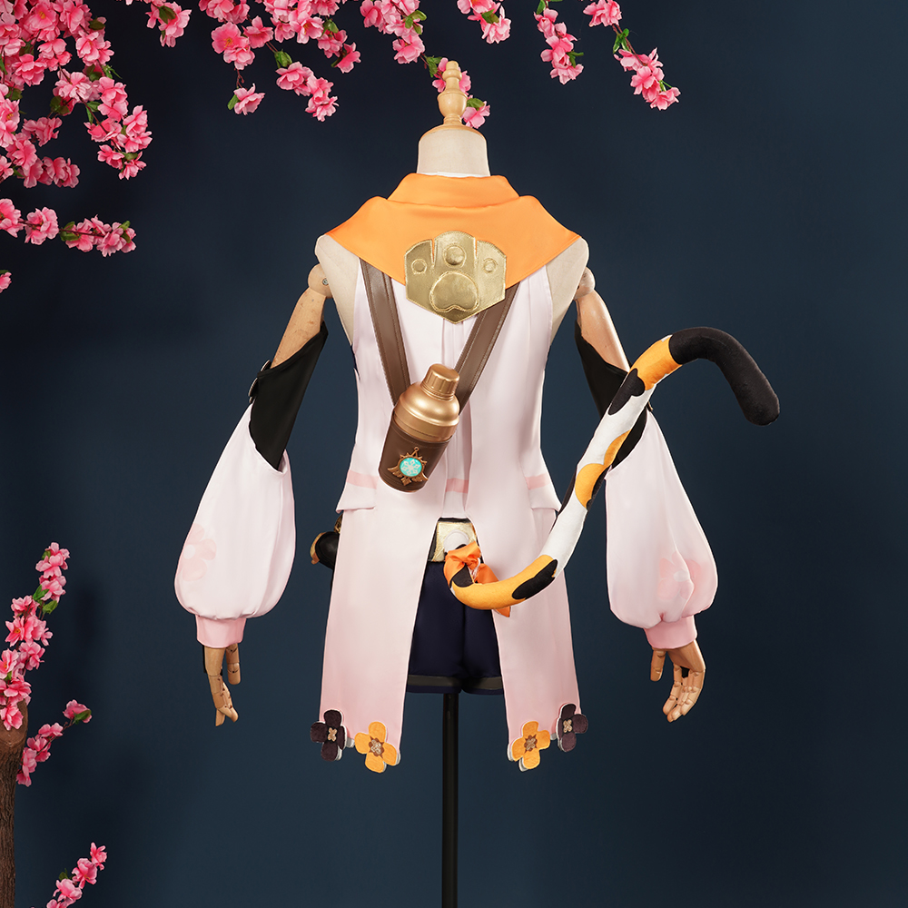 Game Genshin Impact Diona Cosplay Costume Wig Ears Katzlein Cocktail Bartender Cat's Tail Uniform Hair Hat Bottle Belt Halloween
