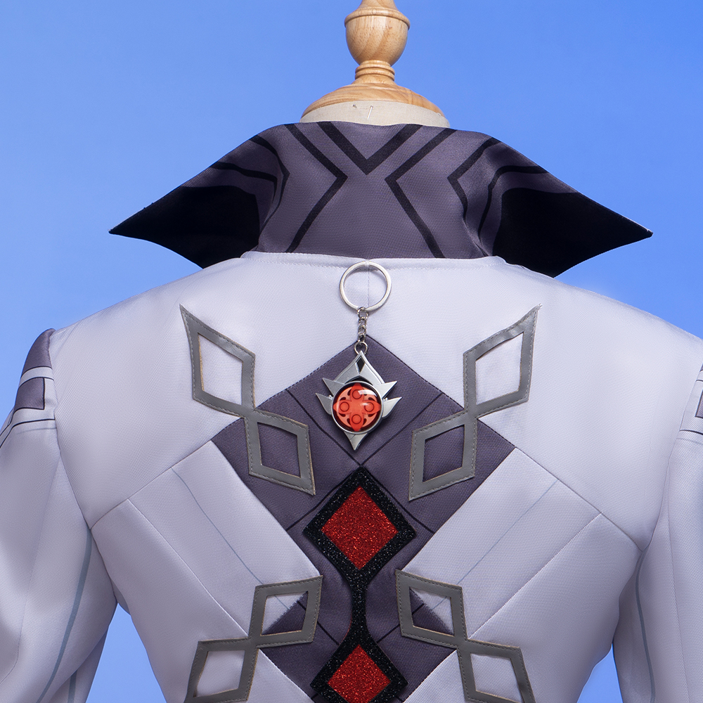Genshin Impact The Knav Arlecchino Cosplay Costume Cape  Wig Gloves Earrings  Shirt  Eleven Fatui Harbingers  Fur Collar