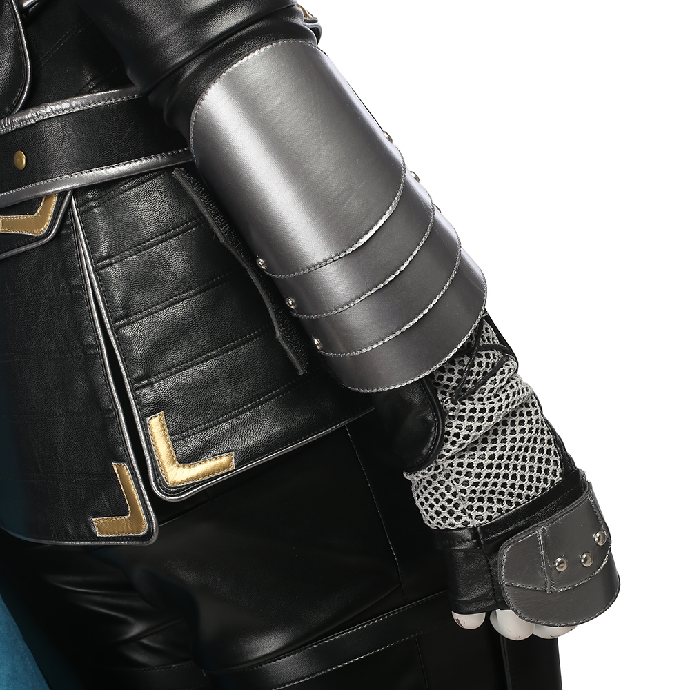 Marvel Movie Thor Ragnarok Valkyrie Black Battle Suit Halloween Cosplay Costume Blue Cloak M20170165