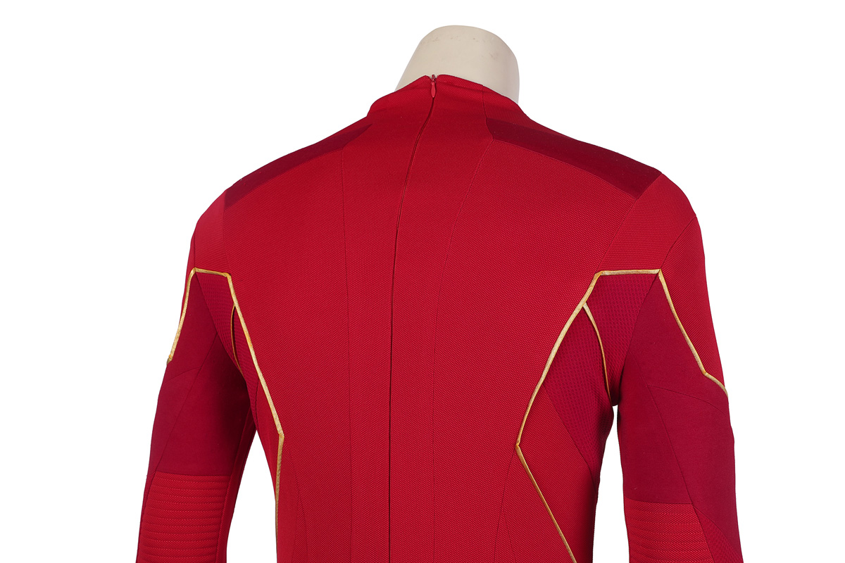 DC Movie The Flash S8 Cosplay Costumes Barry Allen Suit With Golden Boots 4906