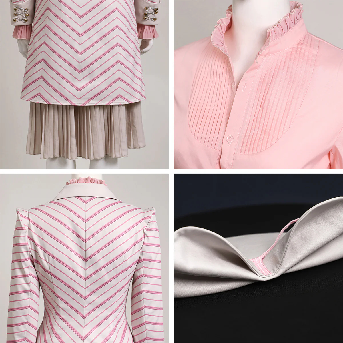 Wicked (2024) Glinda Pinstripe Suit Cosplay Costume