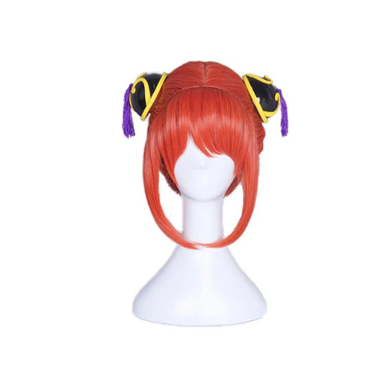 Anime Gintama Kagura Short Orange Red Cosplay Wigs