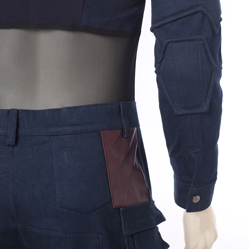 Marvel Movie Avengers Infinity War Captain America Steve Rogers Blue Battle Suit Halloween Cosplay Costume Full Set M20180193