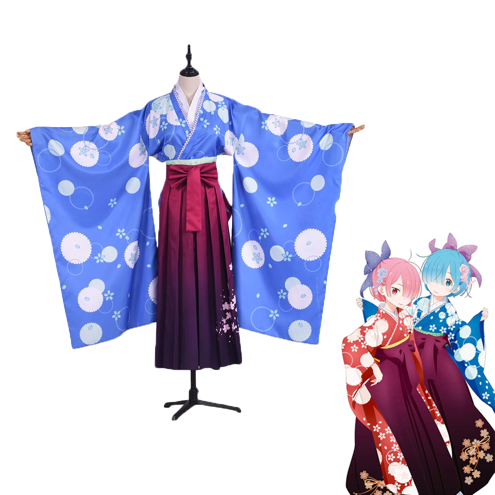 Re: Life In A DiffeRent World From Zero Rem Ram Kimono Cosplay Costume