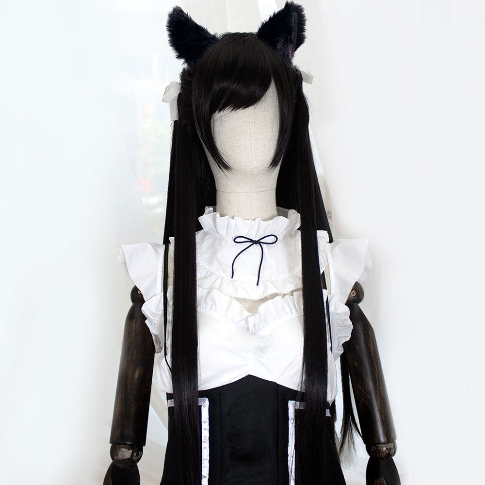 Azur Lane Takao Black Cosplay Wig + Ears