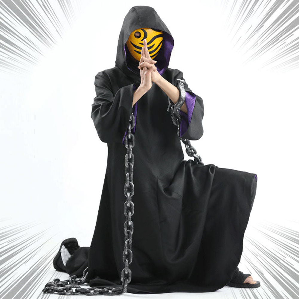 Naruto Tobi Cosplay Custume Mask Iron chain full set