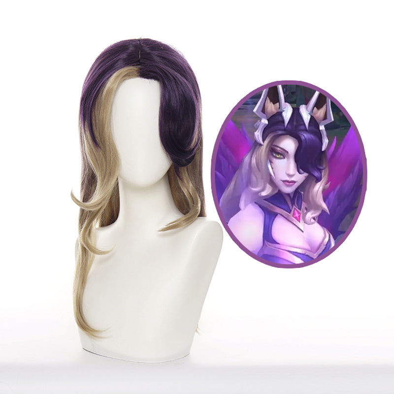Game LOL Coven Ahri Purple Blonde Long Cosplay Wigs