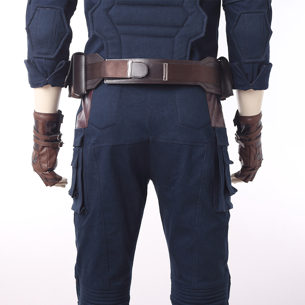Marvel Movie Avengers Infinity War Captain America Steve Rogers Blue Battle Suit Halloween Cosplay Costume Full Set M20180193
