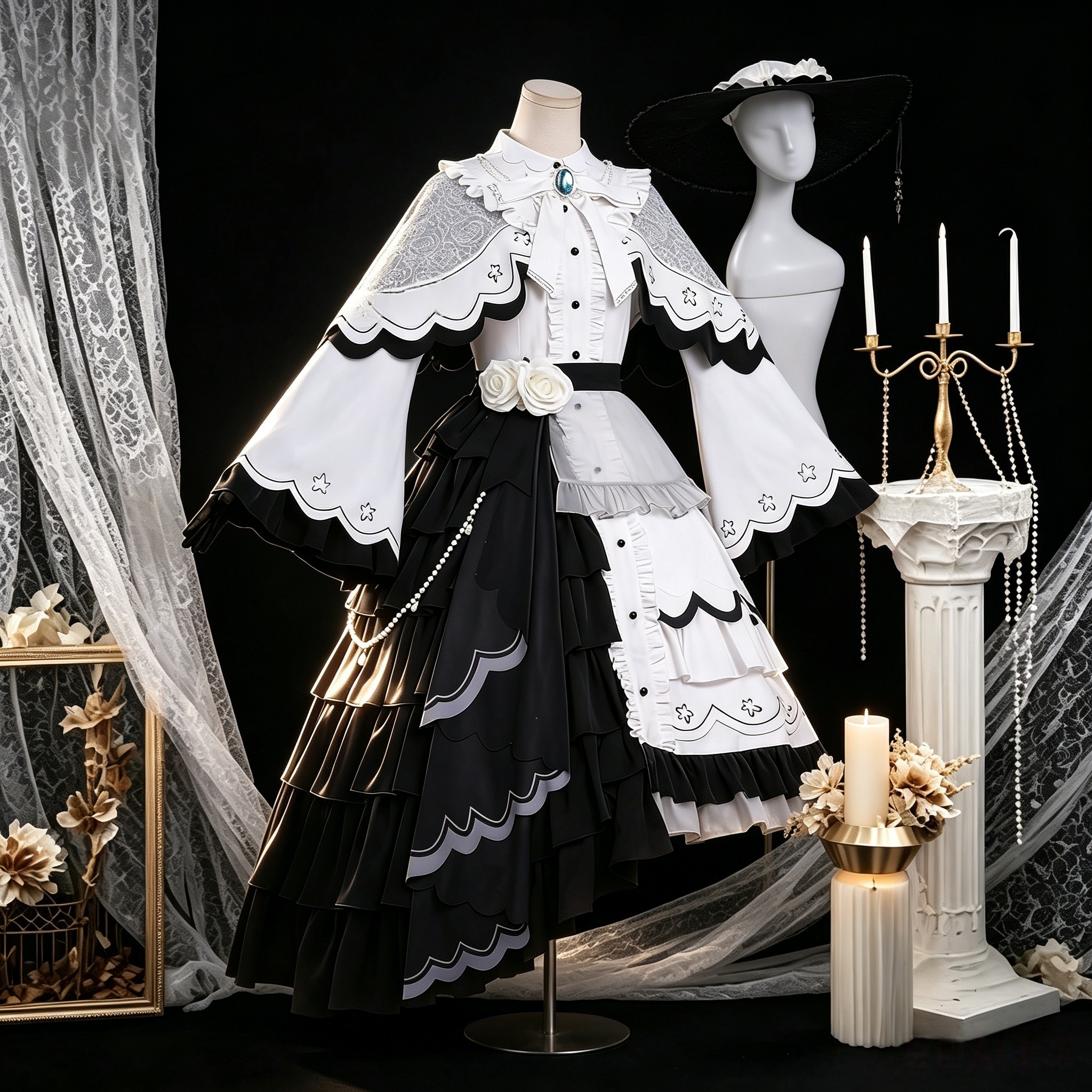 Magical Girl Witch Trials Yuki Tsukishiro Cosplay Costume White Lace Dress 