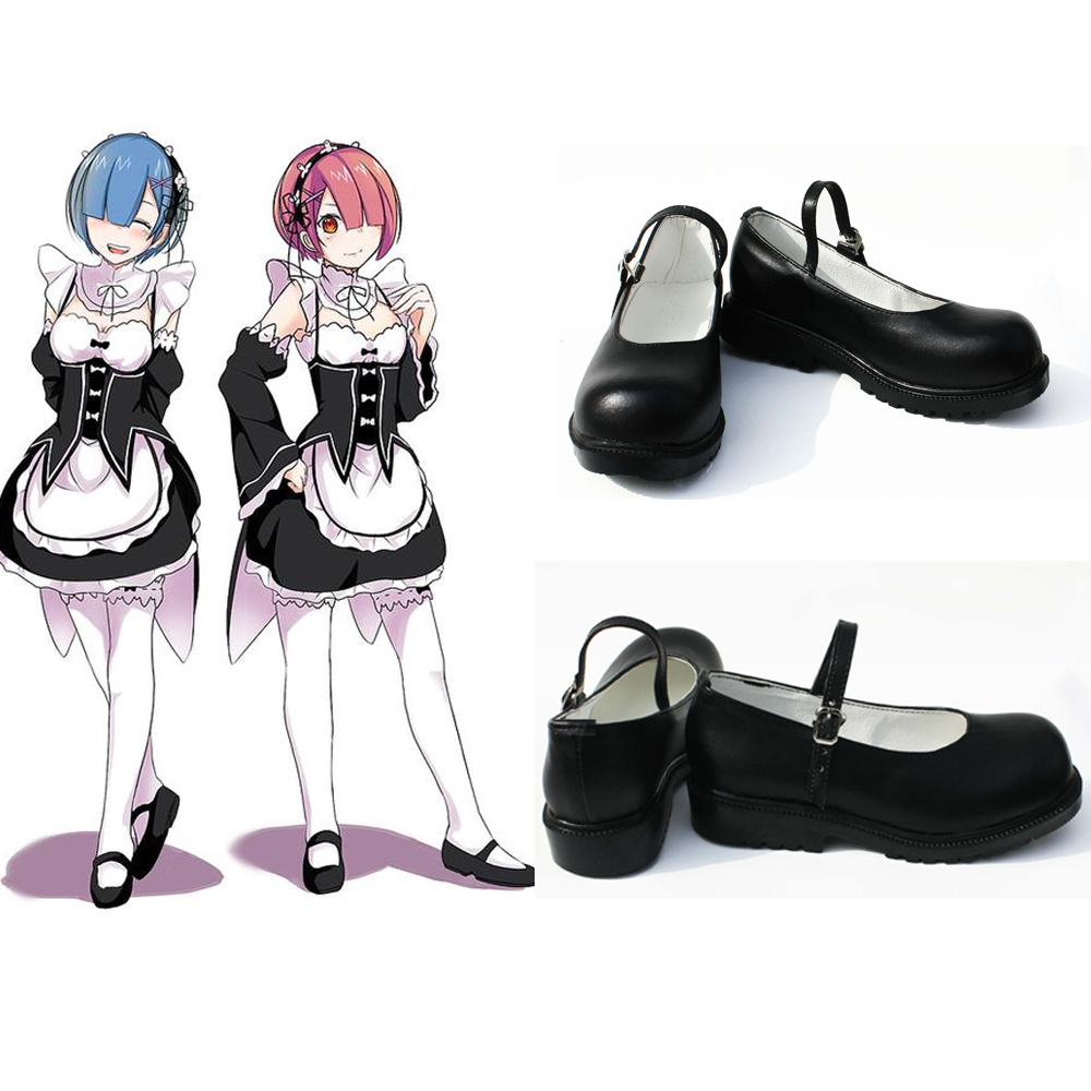 Anime Re: Life In A Different World From Zero Rem Ram Black Cosplay Shoes