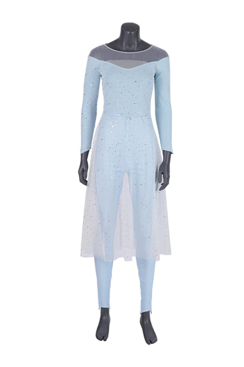 Frozen 2 Elsa Blue Dress Suit Halloween Cosplay Costume Full Set