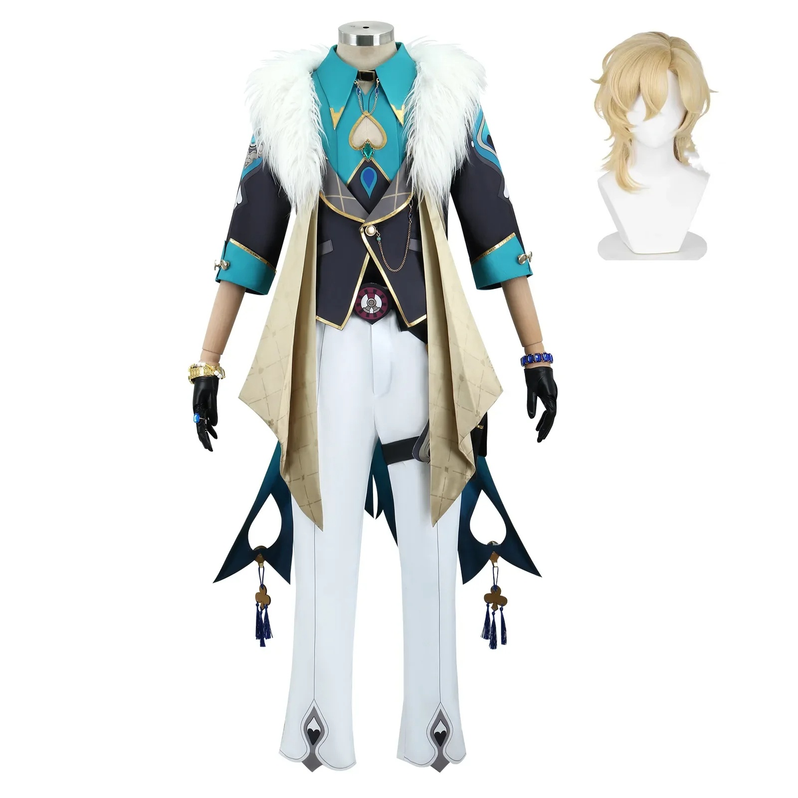 Honkai Star Rail Aventurine Cosplay Costume Carnival Uniform Wig 