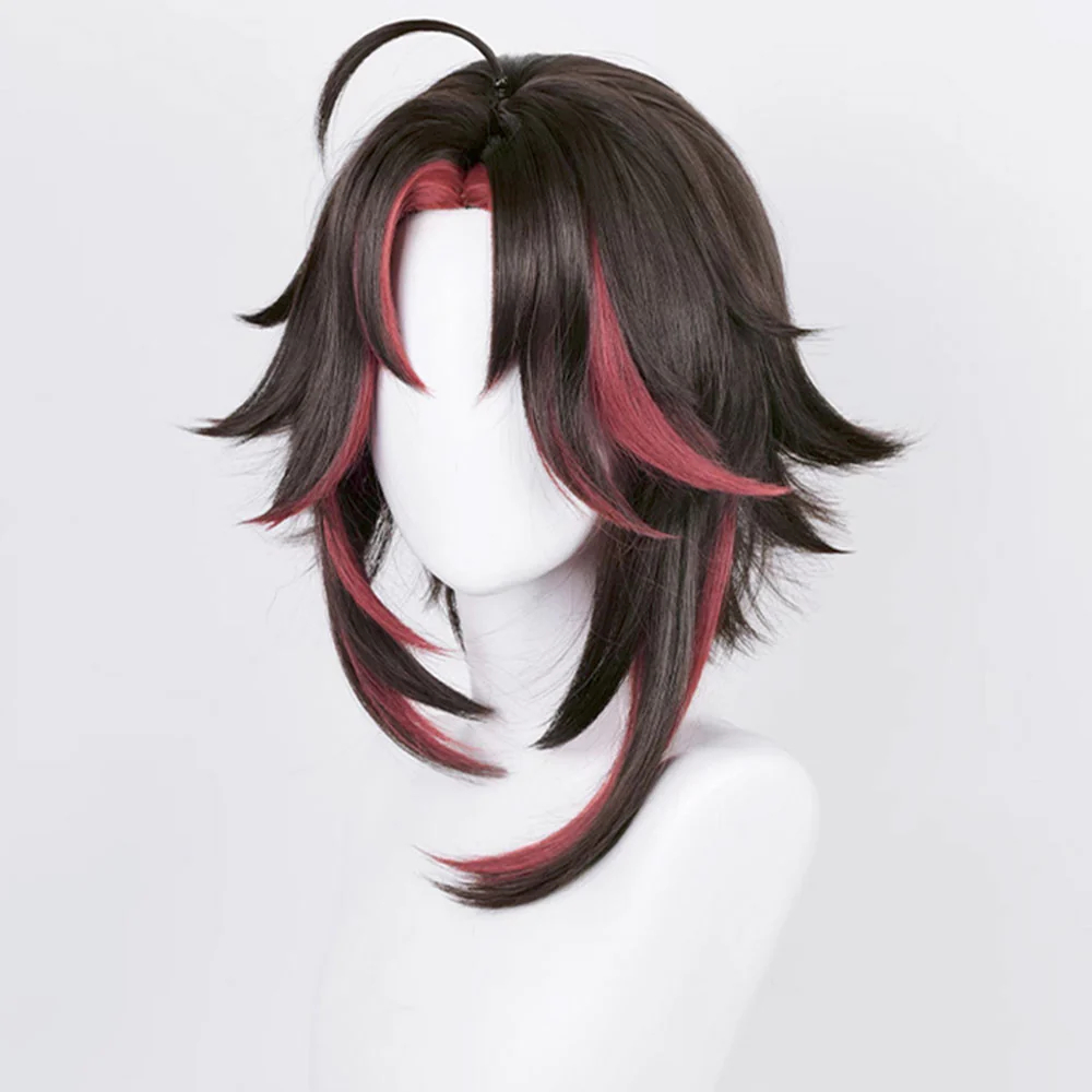 Genshin Impact Xiao Black Red Cosplay Wig