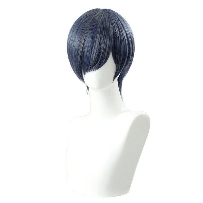 Anime Black Butler Ciel Phantomhive Short Blue and Gray Mixed Cosplay Wigs
