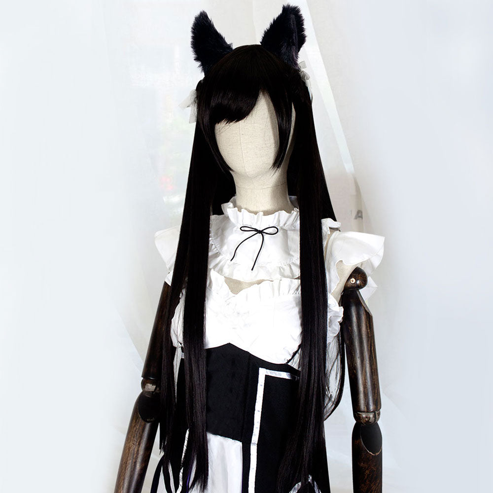 Azur Lane Takao Black Cosplay Wig + Ears