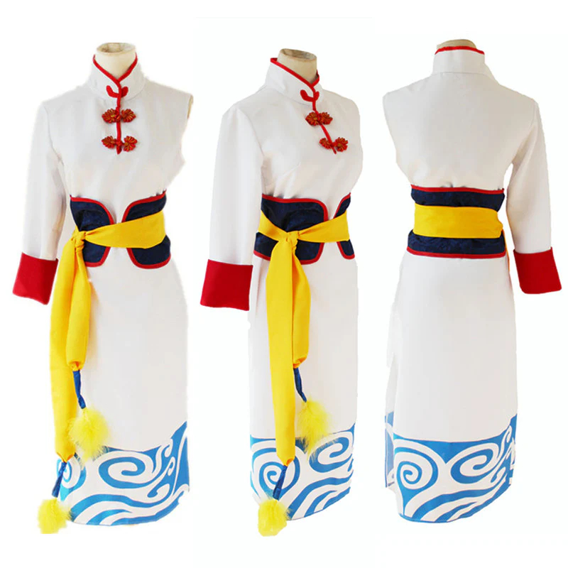 Anime GINTAMA Kagura White Cheongsam Cosplay Costume