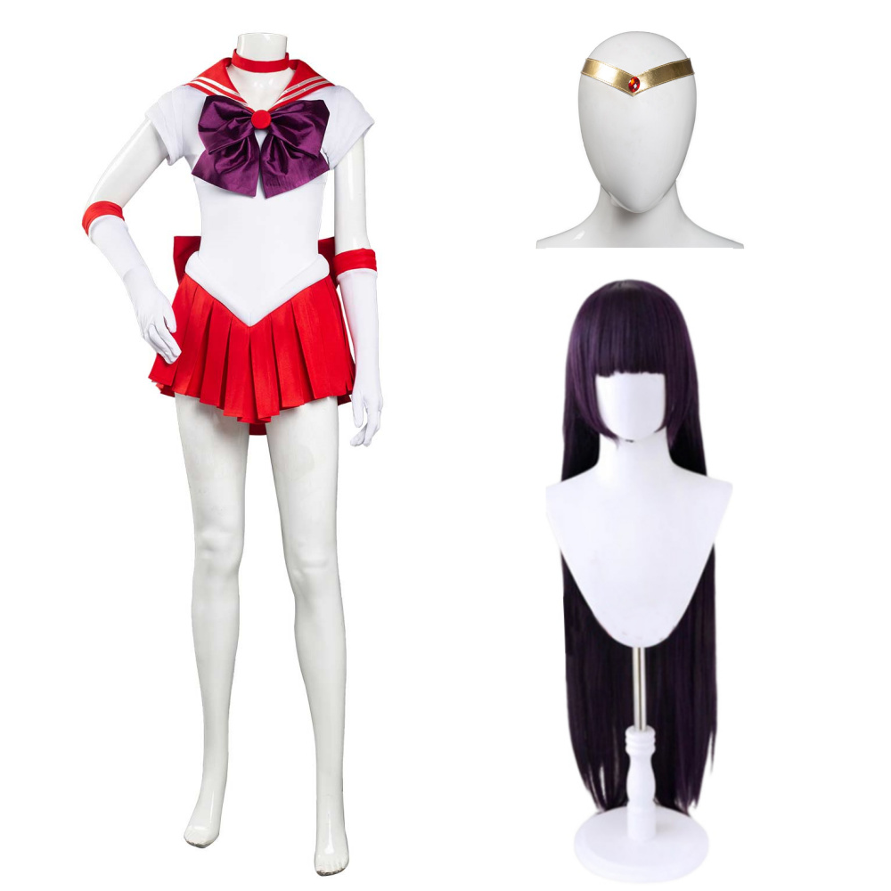 Sailor Moon Hino Rei Sailor Mars Red Uniform Dress Outfits Cosplay Costume
