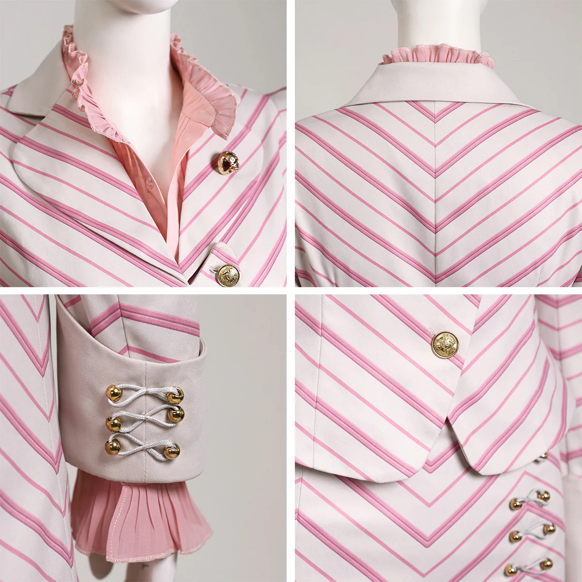 Wicked (2024) Glinda Pinstripe Suit Cosplay Costume