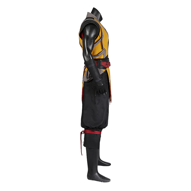 Mortal Kombat Scorpion Top Pants Mask Full Outfits Party Carnival Halloween Cosplay Costume