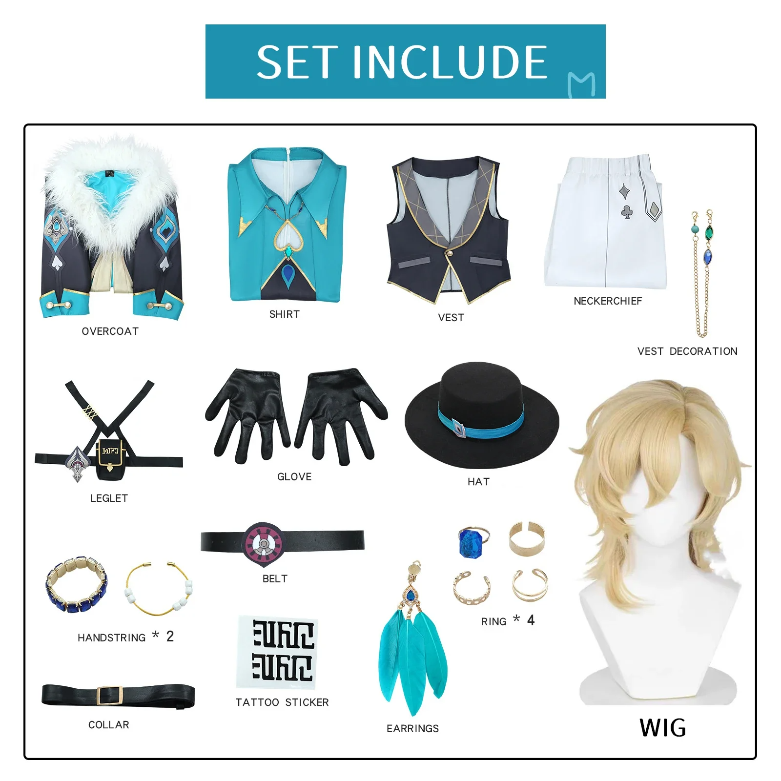 Honkai Star Rail Aventurine Cosplay Costume Carnival Uniform Wig 