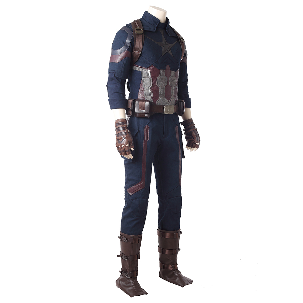 Marvel Movie Avengers Infinity War Captain America Steve Rogers Blue Battle Suit Halloween Cosplay Costume Full Set M20180193