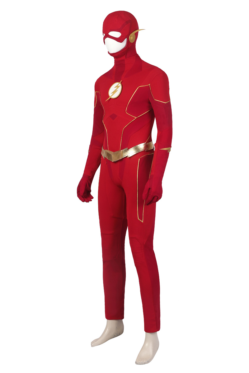 DC Movie The Flash S8 Cosplay Costumes Barry Allen Suit With Golden Boots 4906