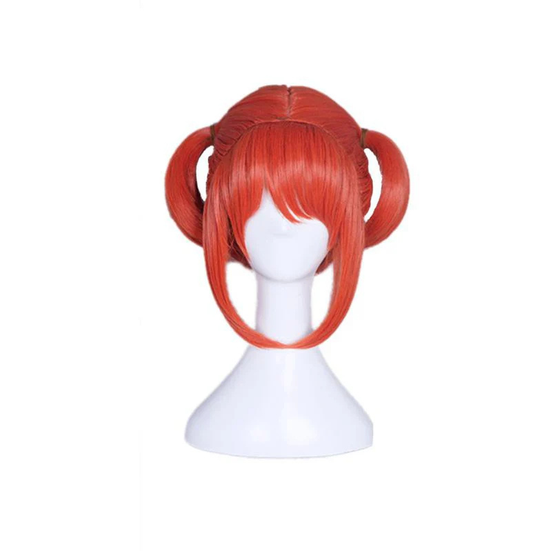 Anime Gintama Kagura Short Orange Red Cosplay Wigs