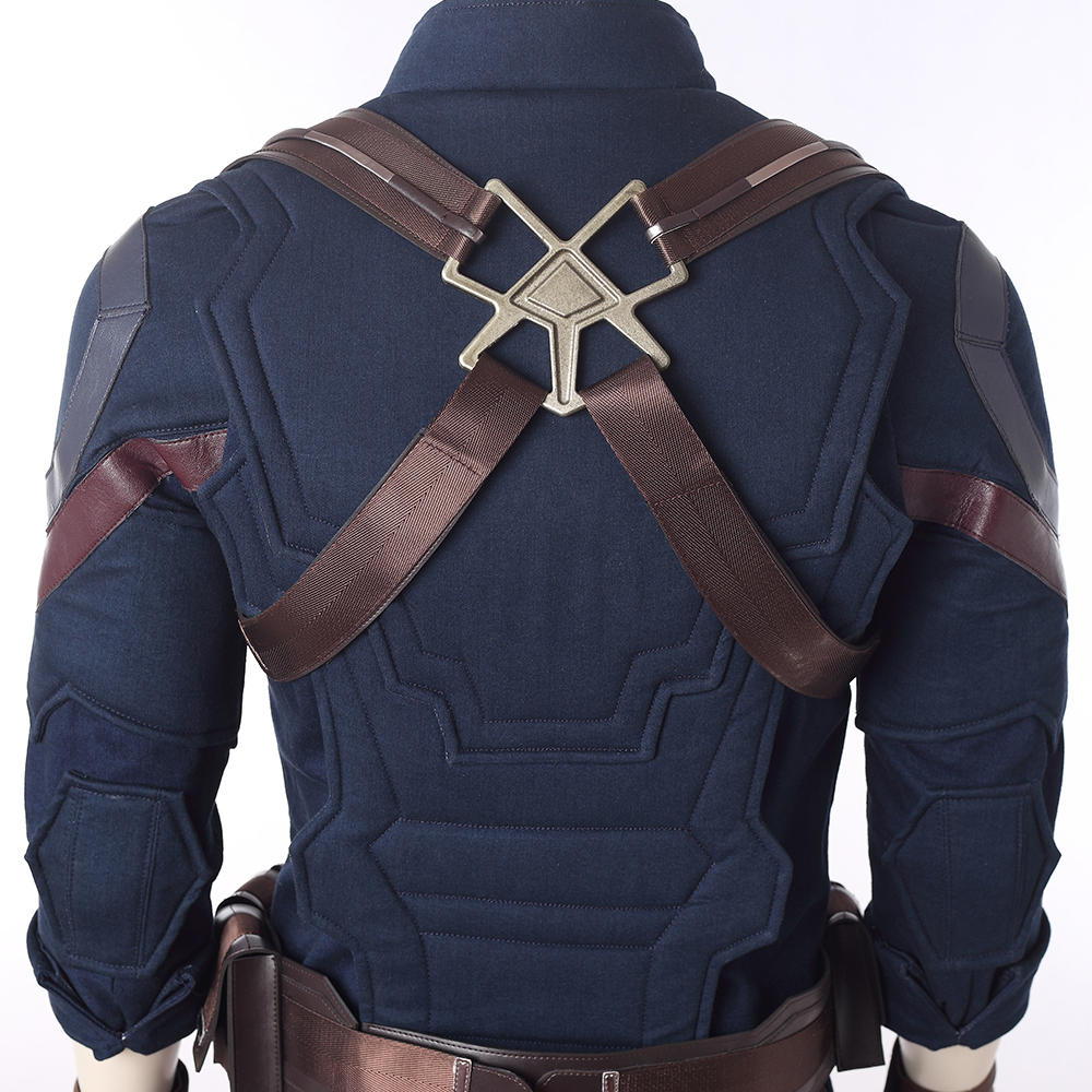 Marvel Movie Avengers Infinity War Captain America Steve Rogers Blue Battle Suit Halloween Cosplay Costume Full Set M20180193