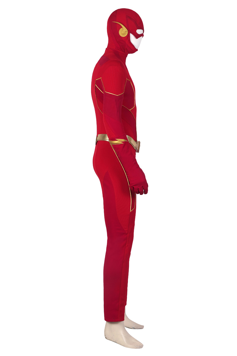 DC Movie The Flash S8 Cosplay Costumes Barry Allen Suit With Golden Boots 4906