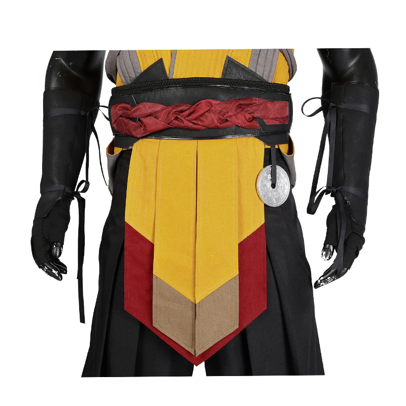 Mortal Kombat Scorpion Top Pants Mask Full Outfits Party Carnival Halloween Cosplay Costume