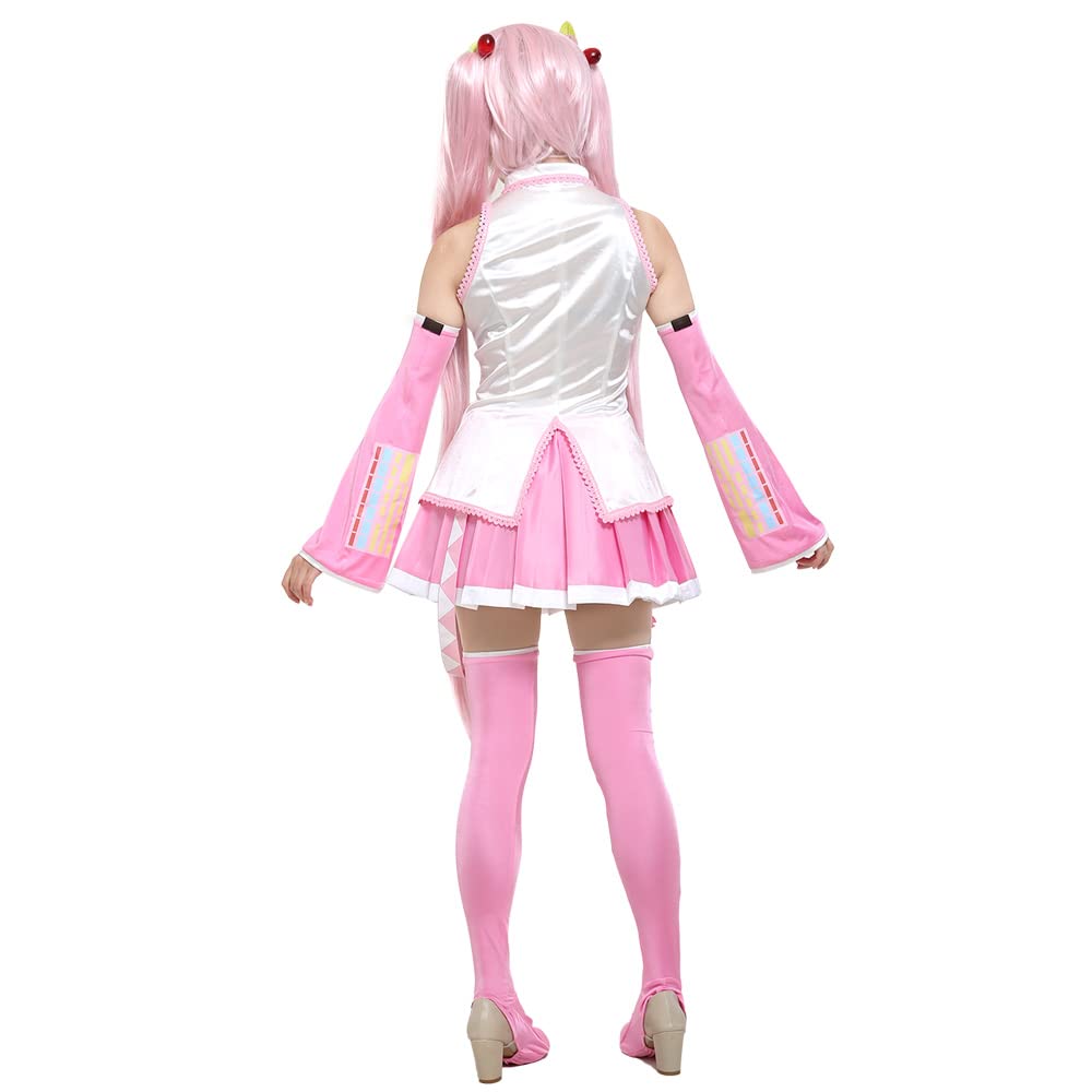 Haikyuu Women Pink Cosplay Dress with Socks Hair Pins Halloween Costume