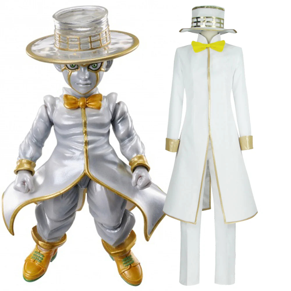 Jojo'S Bizarre Adventure :Unbreakble Diamond Rohan Kishibe Heaven' Door White Cosplay Costume