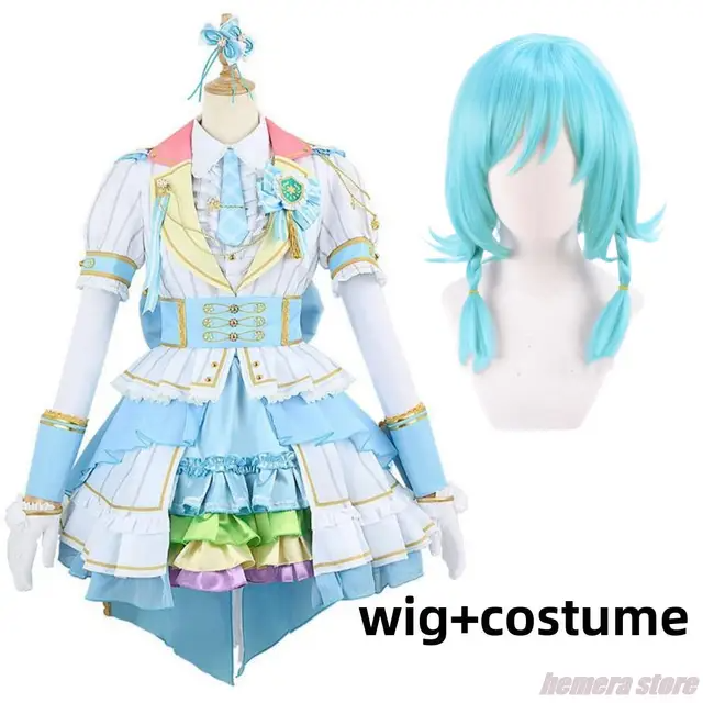 Anime Bang Dream ! Girls Band Party! Hikawa Hina Cosplay Costume Lolita Princess Skirt Wig Suit 