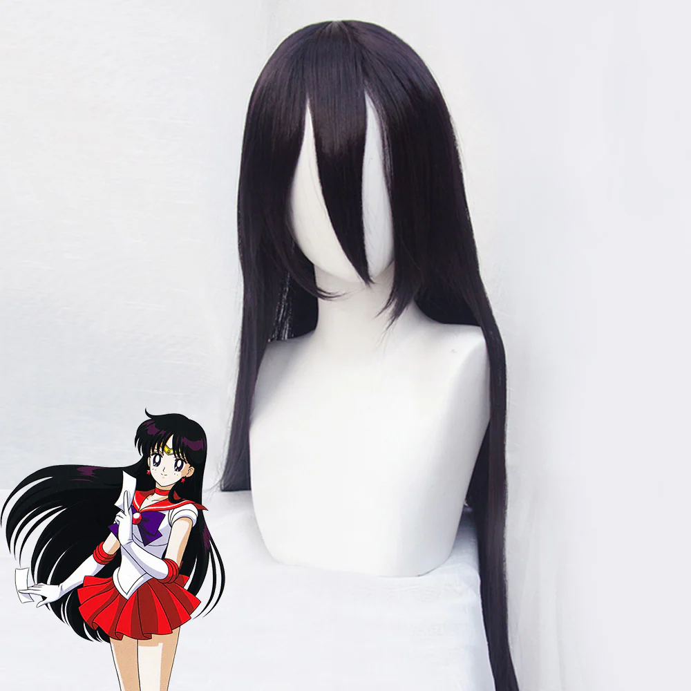 Sailor Moon Hino Rei Sailor Mars Black Purple Cosplay Wig