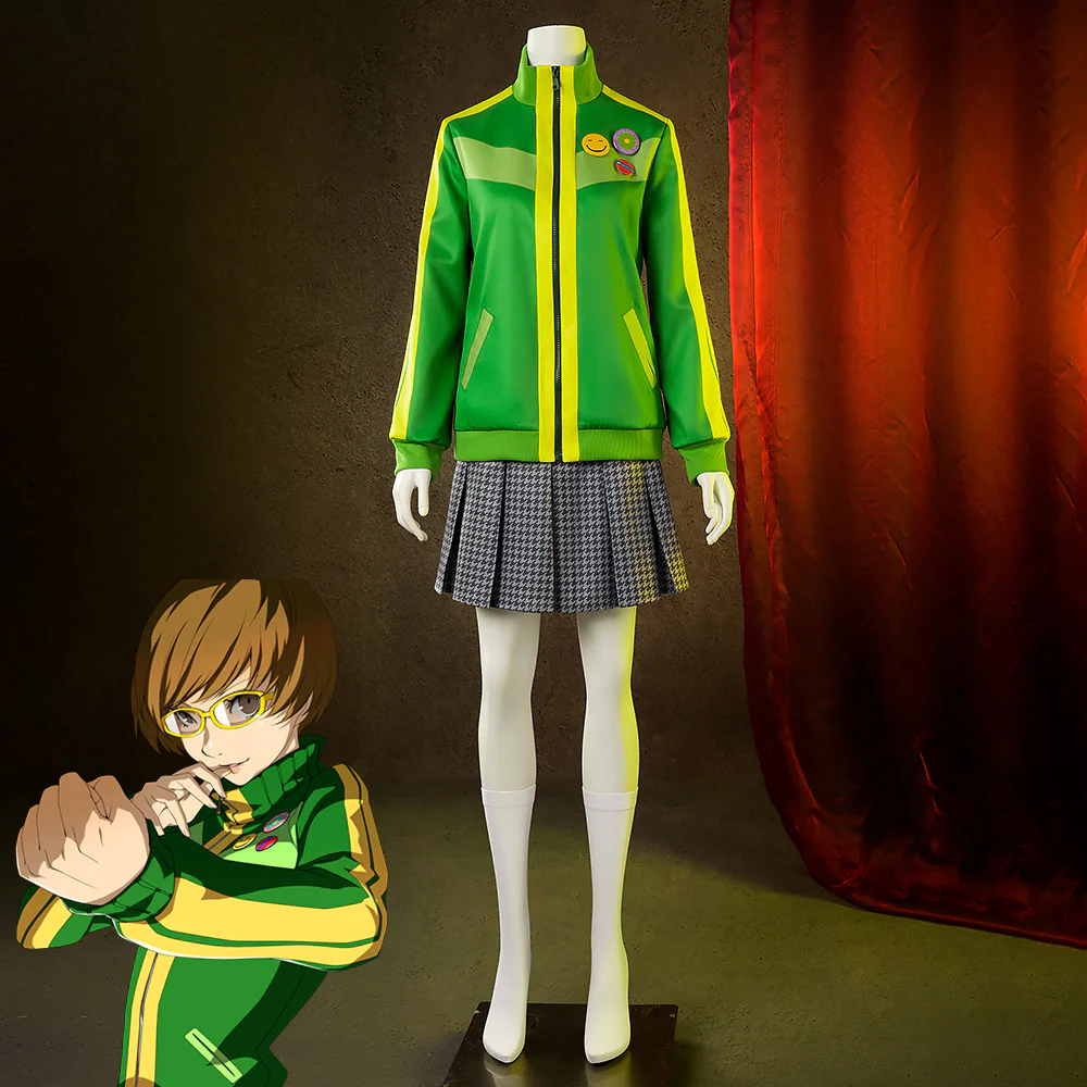 Persona 4 Golden Satonaka Chie Green Cosplay Costume