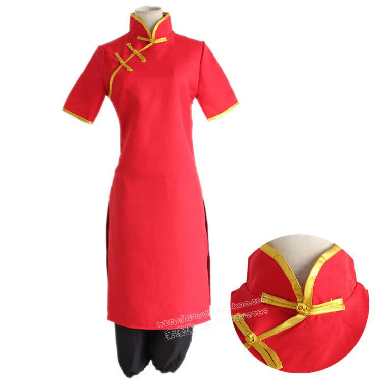 Anime GINTAMA Kagura Red Cheongsam Cosplay Costume