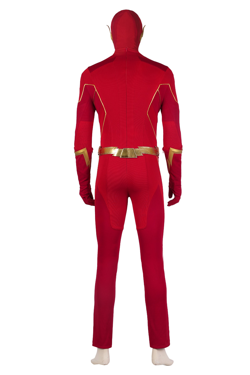 DC Movie The Flash S8 Cosplay Costumes Barry Allen Suit With Golden Boots 4906