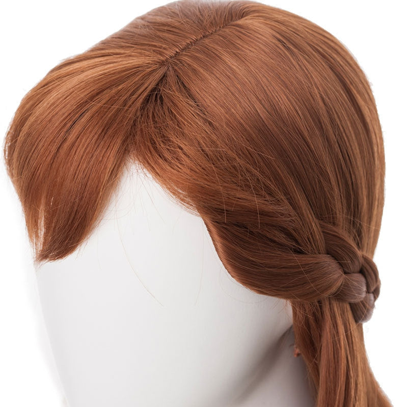 Movie Frozen 2 Princess Anna Brown Long Cosplay Wigs