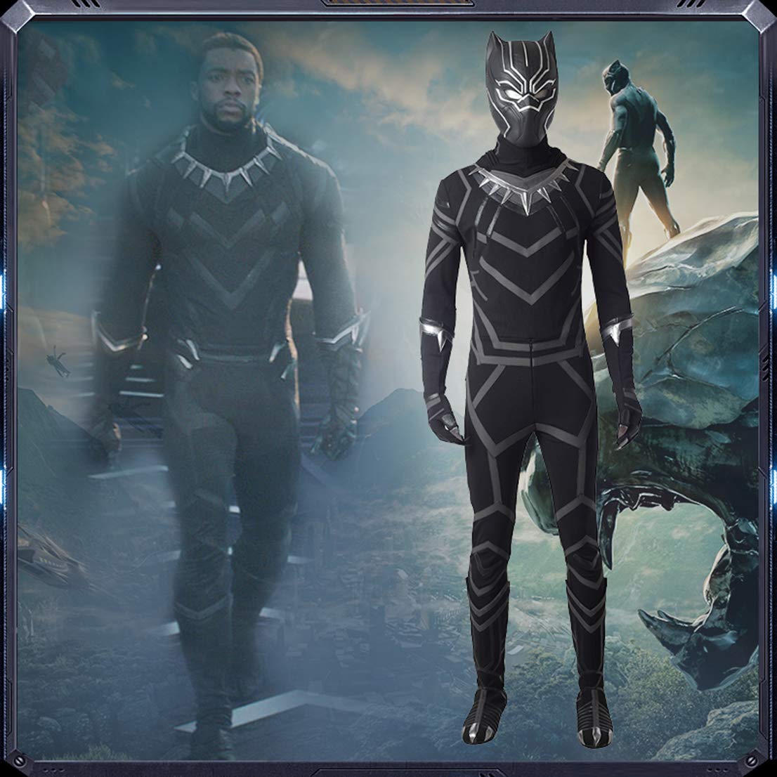 Black panther marvel superhero cosplay costume bodysuit jumpsuit for kids aldult halloween carnival party cosplay costumes
