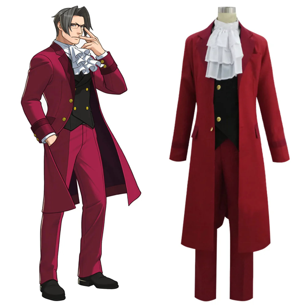 Ace Attorney Gyakuten Saiban Miles Edgeworth Cosplay Costume