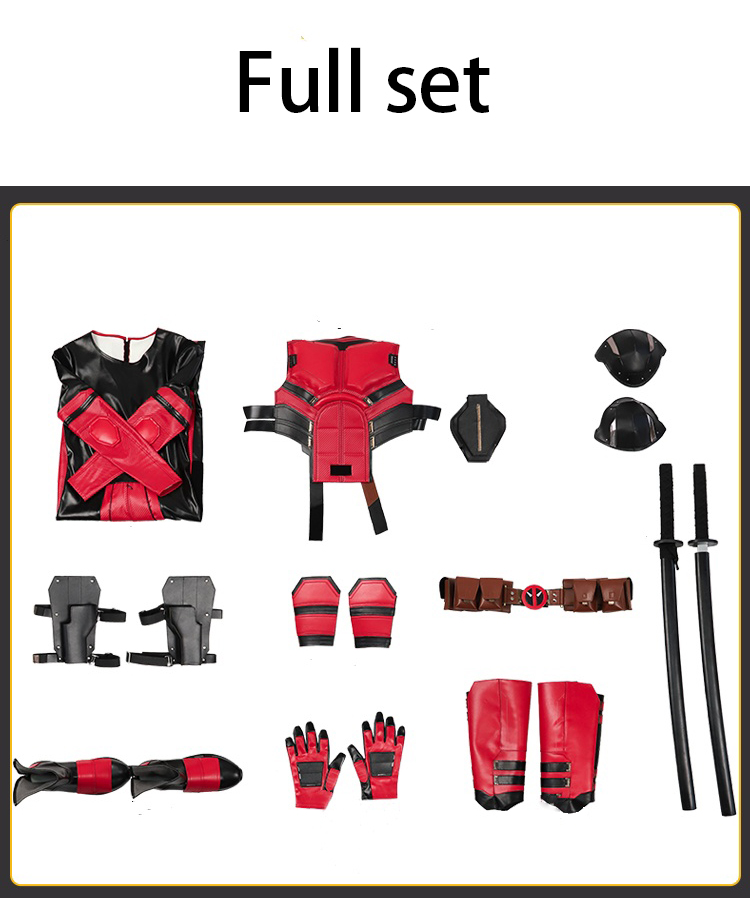 Marvel Movies Wolverineng Cosplay Costume Accessories Red Deadpool Jumpsuit 